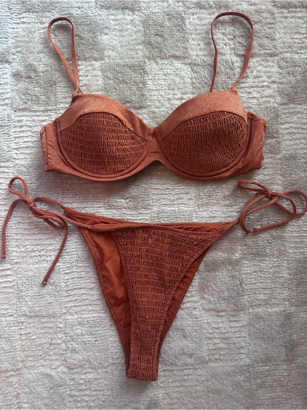 l*space Rust Textured Underwire Bikini Set